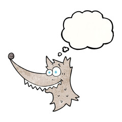 thought bubble textured cartoon wolf head