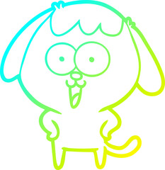 cold gradient line drawing cute cartoon dog