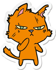 sticker of a tough cartoon cat