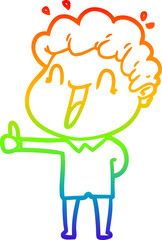 rainbow gradient line drawing cartoon happy man