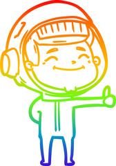 rainbow gradient line drawing happy cartoon astronaut