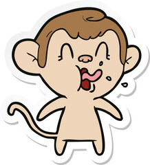 sticker of a crazy cartoon monkey
