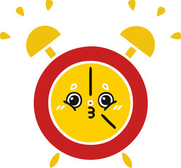 flat color retro cartoon alarm clock