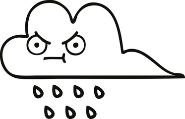 line drawing cartoon storm rain cloud