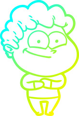 cold gradient line drawing cartoon happy man