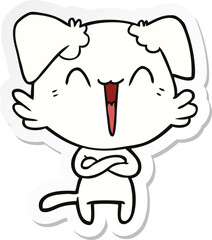 sticker of a happy little dog cartoon