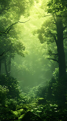 green forest textured monochromatic background, generative ai - 726005573