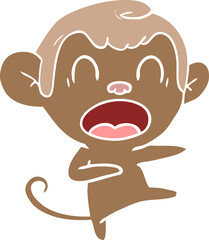 shouting flat color style cartoon monkey dancing