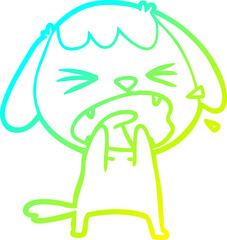 cold gradient line drawing cute cartoon dog barking