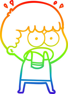 recommend clip art: rainbow gradient line drawing cartoon shocked man