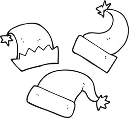 black and white cartoon christmas hats