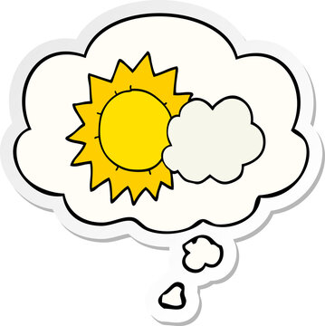 cartoon weather and thought bubble as a printed sticker