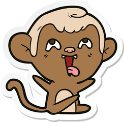 sticker of a crazy cartoon monkey