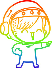 rainbow gradient line drawing happy cartoon space girl