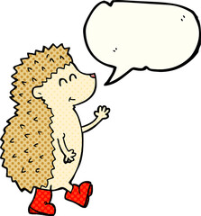 cute comic book speech bubble cartoon hedgehog