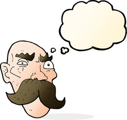 cartoon angry old man with thought bubble