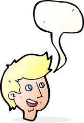 cartoon happy boy face with speech bubble