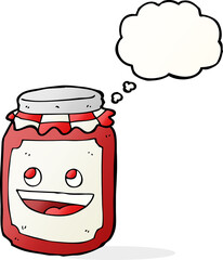 cartoon jar of preserve with thought bubble