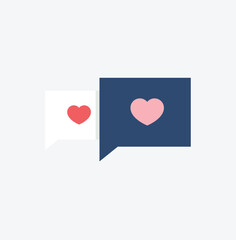 	
Love chat icon design for dating app design. Romantic bubble chat icon design with a cute heart. Vector illustration.	
