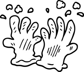 line drawing cartoon garden gloves