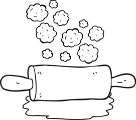 black and white cartoon rolling pin