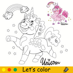 Happy unicorn coloring pages for kids