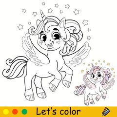 Winged unicorn coloring pages for kids