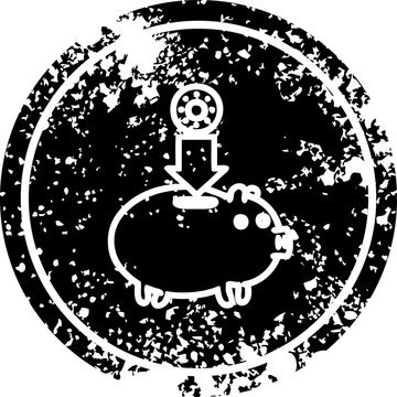 black piggy bank coin drop stamp clip art preview