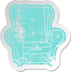 distressed old sticker of an old armchair