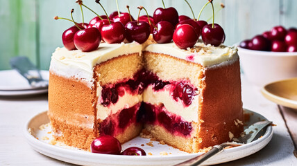 Cherry cake, holiday baking and English country cottage pudding recipe