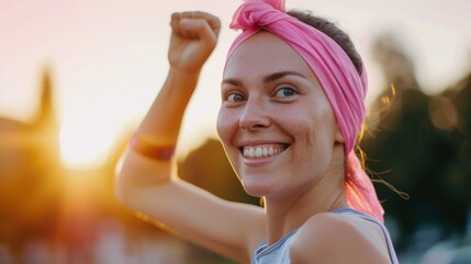 cancer survivor participating in a charity run, generative ai