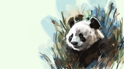 World Wildlife Day Concept with a Artistic Rendering of a Panda, copyspace