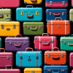 Fototapeten Pattern de valises colorée au fond noir © Sarra