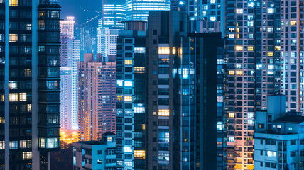 Fototapeta na wymiar modern urban building at night
