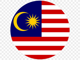 Malaysia flag button on png or transparent background. vector illustration.