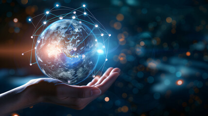 world connection globe in hands