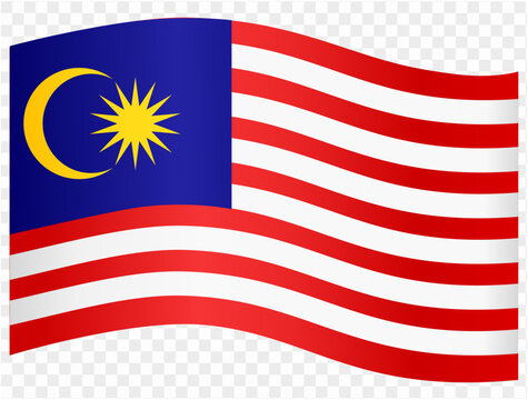 Malaysia  flag wave isolated on png or transparent background. vector illustration.