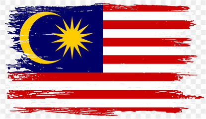 Malaysia flag with brush paint textured isolated  on png or transparent background. vector illustration