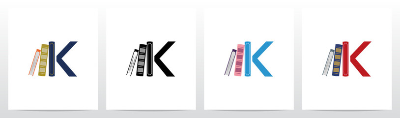 Bookshelf Standing Letter Logo Design K