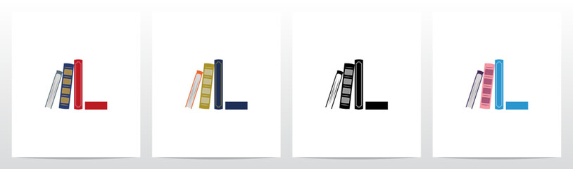 Bookshelf Standing Letter Logo Design L