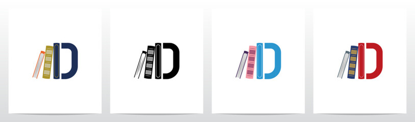 Bookshelf Standing Letter Logo Design D
