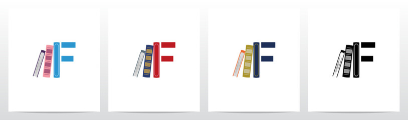 Bookshelf Standing Letter Logo Design F