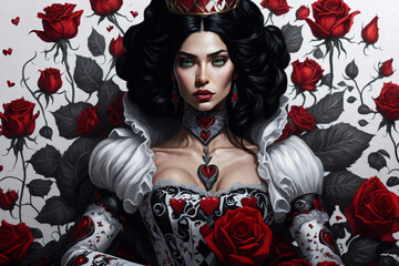 Rose Queen in red heart Generative Art