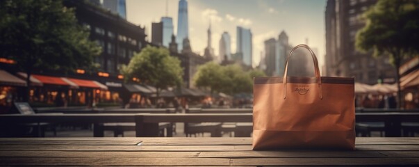 Brown Bag on Wooden Table