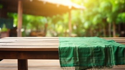 Table With Green Tablecloth