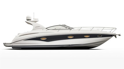 A motor yacht isolated on a white background