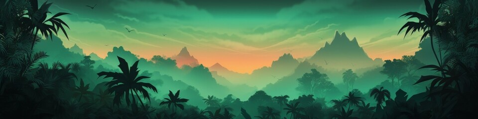 Tropical Landscape Painting With Palm Trees