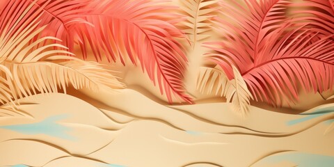 Fototapeta na wymiar Palm Trees Painting on Wall