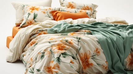 Floral Comforter and Pillows on Bed
