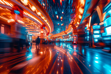 Long exposure abstract casino setting with motion blur effect - obrazy, fototapety, plakaty
